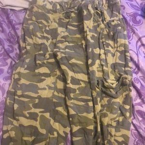 Nice green pants that have been worn only time .